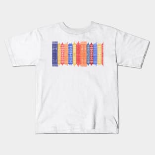 Amsterdam Canal Houses in bright primary colors - photo of houses and their reflections in red, orange, blue, and yellow Kids T-Shirt